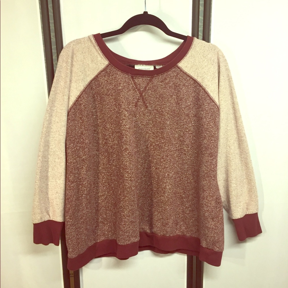 Avenue SZ 22/24 Burgundy & Gray Crew Sweatshirt